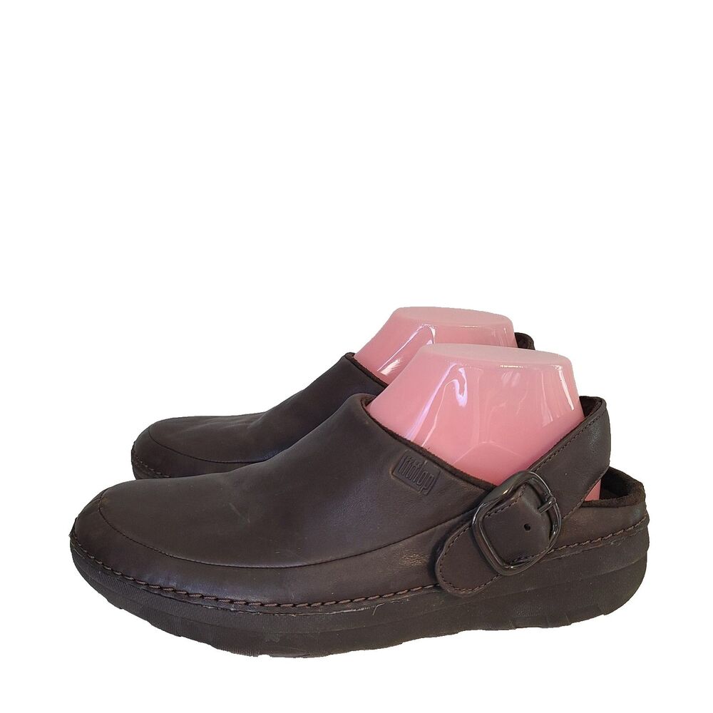 FitFlop Gogh Pro Superlight Leather Slingback Strap Clogs Womens 9 Brown Granola - Picture 2 of 8